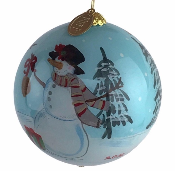 Pier 1 imports One 2016 Li Bien snowman Christmas ornament NIB snowmen squirrel - Picture 1 of 7